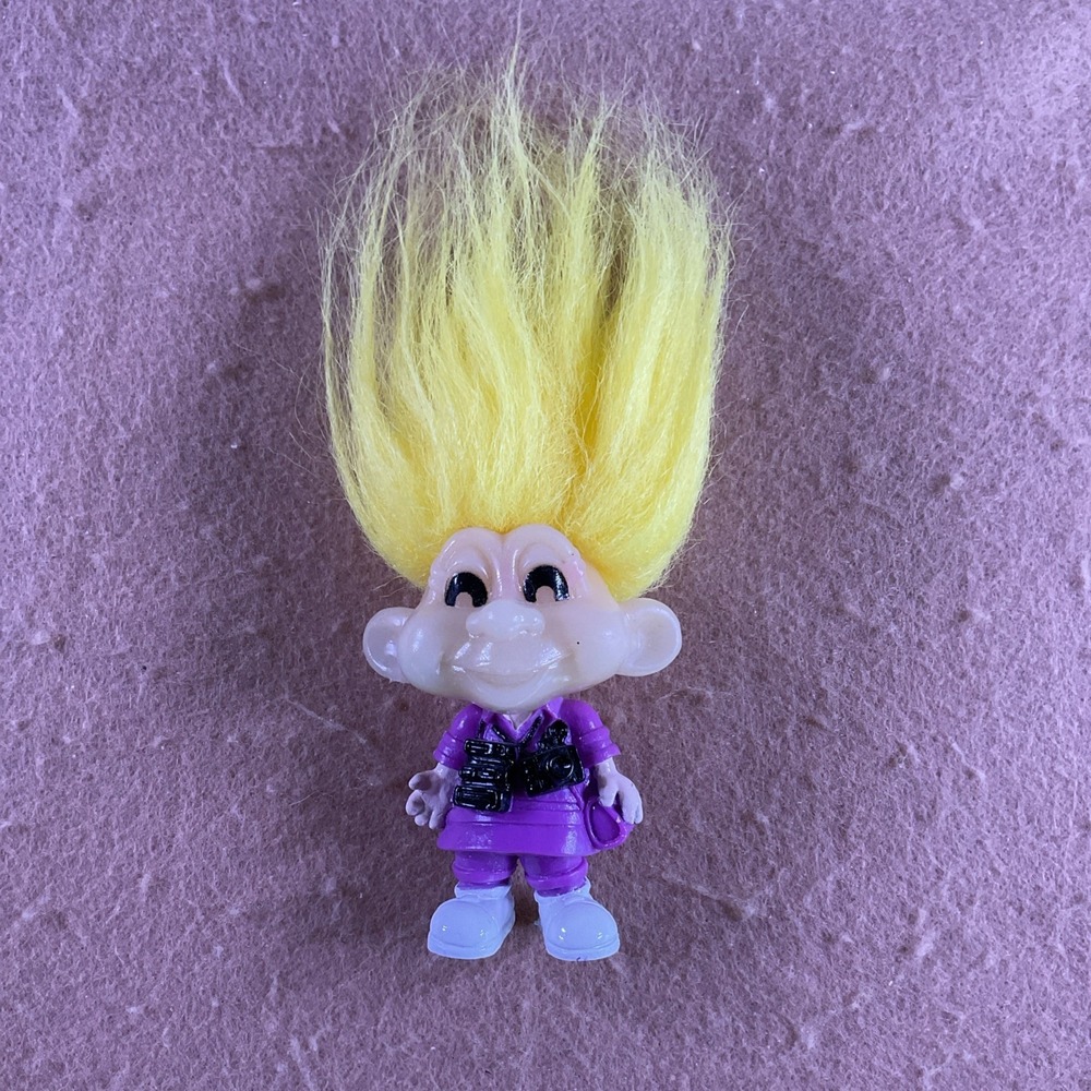 Vintage Troll Doll 1993 Glow in the Dark Purple with Yellow Hair BK BUrger King
